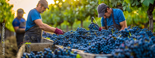 Hands-on Harvest, Vineyard Worker Picking Ripe Grapes During Autumn