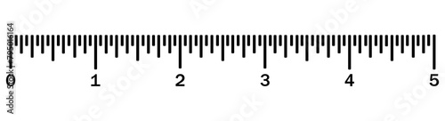 Horizontal measuring ruler with a mark of 5 centimeters. Vector.