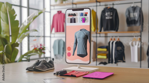 Sport Online Shopping List and Mobile App Marketplace Store Mock up Screen Banner for Advertising ux ui