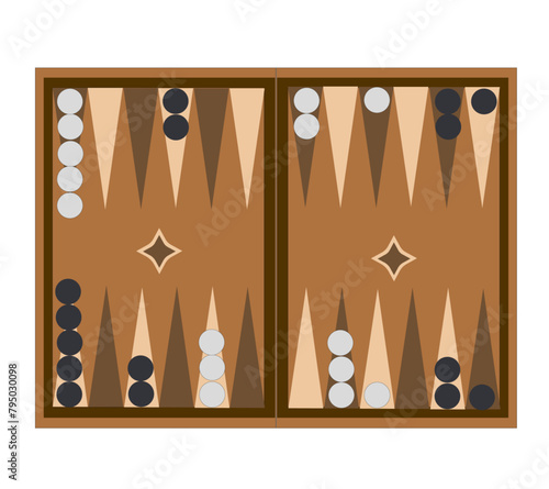Plateau de backgammon sur fond blanc