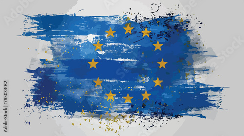 Flag of European Union on grey grunge background Vector
