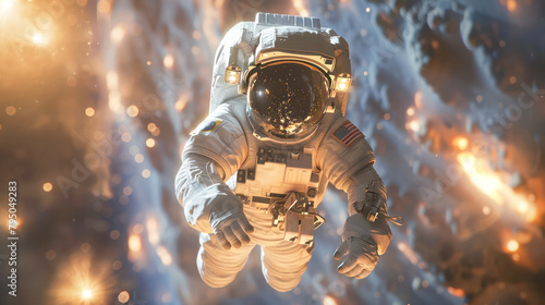 Astronaut spaceman do spacewalk while working for space station in outer space . Generative AI