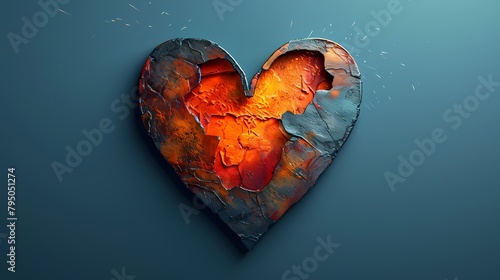 A detailed heart icon on a solid background