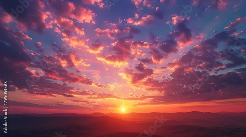 Breathtaking Sunset Vistas Vibrant Hues Painting the Sky as the Sun Dips Below the Horizon