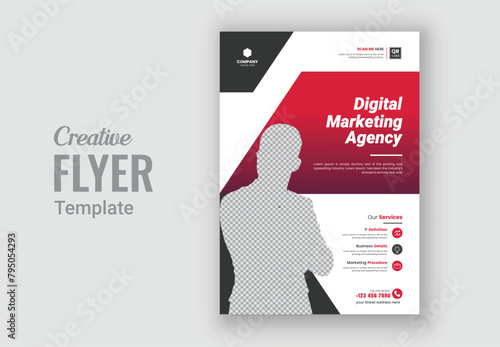 Modern minimalist corporate digital marketing agency flyer design template with a4 layout