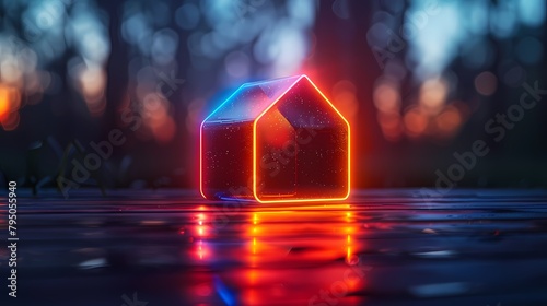 A high-resolution home icon on a solid background, appearing vibrant and realistic