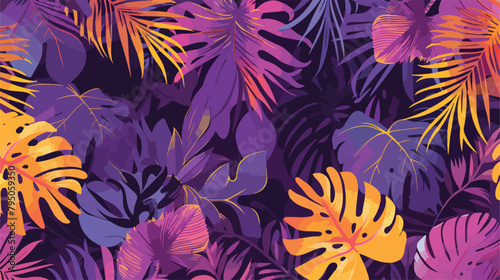 Trend summer seamless pattern with tropical plants on