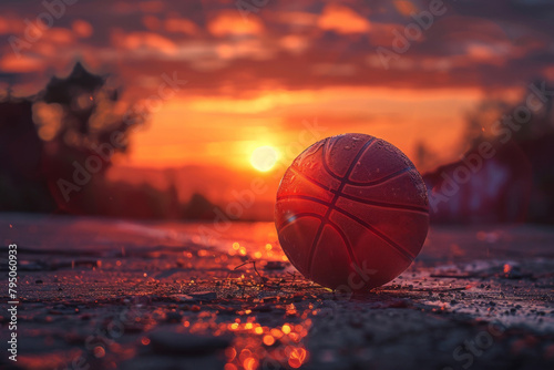 Basketball ball on the floor in an open area