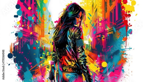 Capture a cyberpunk rebel in leather and neon, their back turned against a smoky, neon-lit cityscape, blending fashion-forward elements with urban decay Use dynamic lighting to accentuate the edgy sty