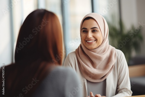 Muslim woman having a job interview.