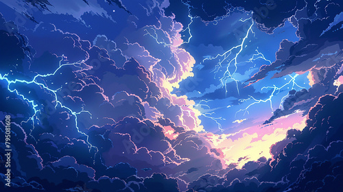 Thunderous Summer Skies: An Anime-Inspired Illustration
