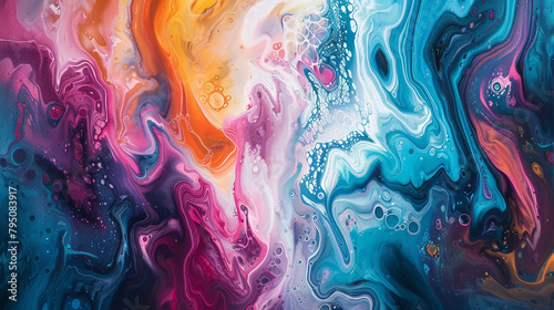 A symphony of liquid hues cascades across the canvas, creating a mesmerizing dance of vibrant abstraction.