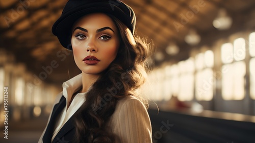 Beautiful woman with model looks, coordinating postal office tasks