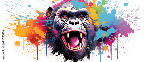 Vibrant Color Splash Gorilla Artwork