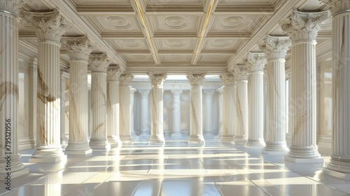 Ancient greek architecture with pillars and a classical interior