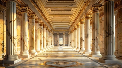 Ancient greek architecture with pillars and a classical interior