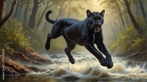 Black Panther in a jump