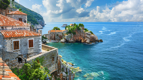 View of the cliffs from Castello fortress in Petrovac