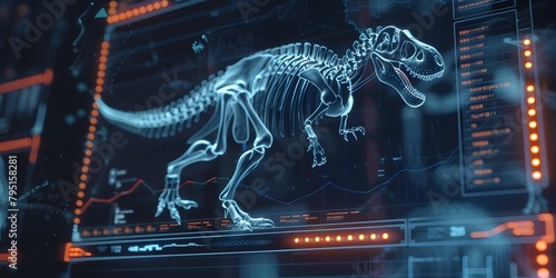 Digital hologram 3d scan of T-rex dinosaur