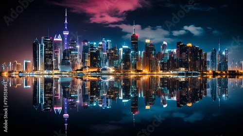city skyline at night By Amena