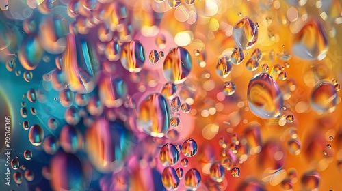 Playful interaction of light and color within suspended water droplets