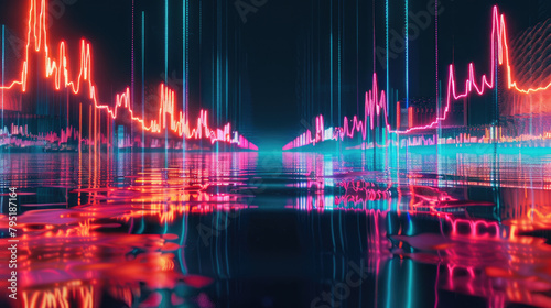 ETfferalBEAT in the style of sound wave album cover art, with neon and fluorescent lighting