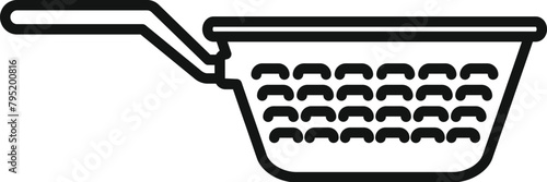 Colander cook drainer icon outline vector. Handle metal tool. Baker kit