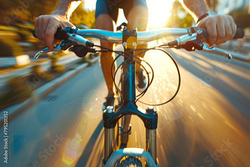 Youthful male cyclist pushing the limits on his advanced bicycle