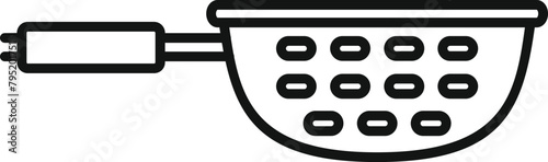 Colander element cooking icon outline vector. Metal scoop. Dish kit baker
