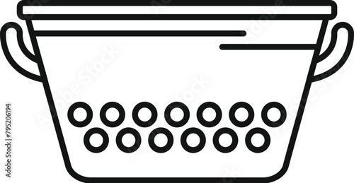 Drainer colander icon outline vector. Cooking pot. Drain object tool