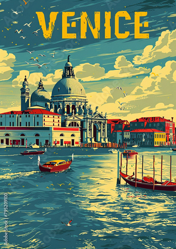 Venice poster with text VENICE in cinzel font