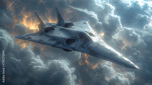 Experimental Aircraft Soaring Through Turbulent Electromagnetic Storm with Dramatic Lighting and Color Effects