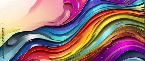 The design showcases a fluid wave effect in an abstract 3D rendering with a beautiful blend of colors