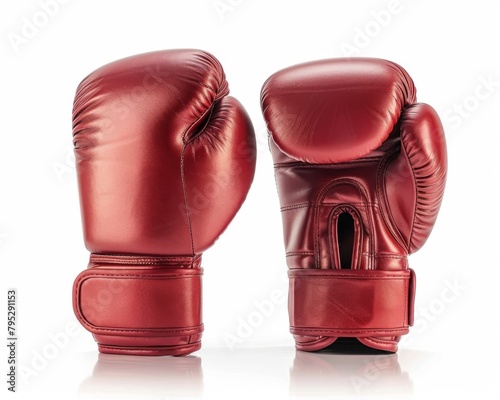 A pair of red boxing gloves on a white background