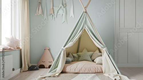 A teepee tent for children to play in