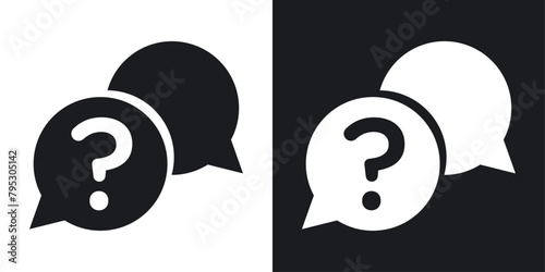 Inquiry and FAQ Icons. Comment, Question, and Answer Bubble Vectors.