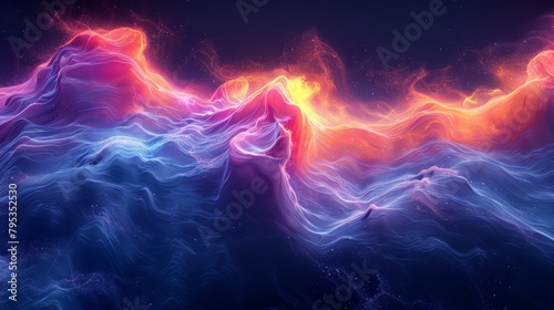 A digital painting of a colorful nebula with vibrant hues of blue, pink, and orange.