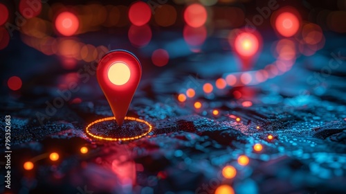 A glowing red map pointer.