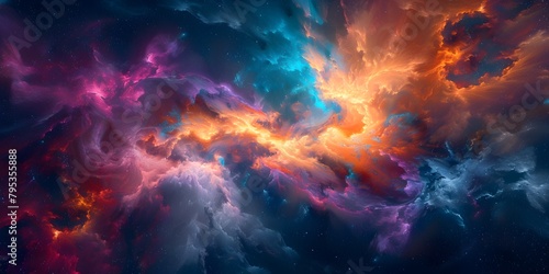 Vibrant Cosmic Explosion of Swirling Multicolored Energy in Outer Space