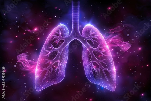 World Asthma Day poster with illustration of lungs filled with air bubbles. 