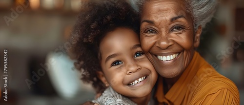 A black grandmother and grandchild share a joyful moment showing love. Concept Family Bonding, Love and Affection, Generations, African American Heritage, Joyful Moments