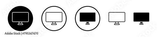 Computer Screen Icon Set. Desktop and Television Screen Designs.