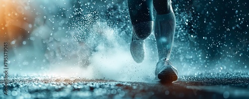 Dramatic sports background featuring a runner in an isolated scene against a dark backdrop.