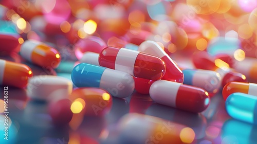 A close up of a pile of colorful pills and capsules with a blurred background.