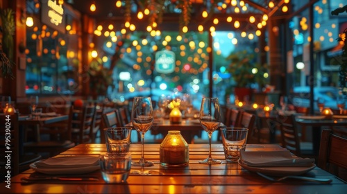 A cozy restaurant with dim lighting and candles on the tables.