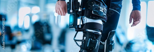 Innovative biotechnology is transforming physical rehabilitation with smart exoskeletons that enhance mobility and strength for patients, science concept
