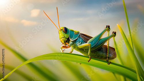 grasshopper on the grass, AI Generative