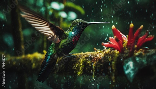 hummingbird in the rain forest of costa rica
