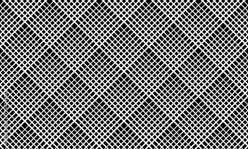 Abstract Seamless Geometric Checked Halftone Pattern. Black and White Textured Background. 