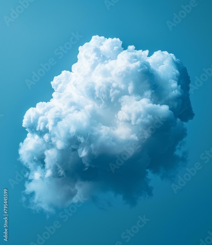 b'3D rendering of a white fluffy cloud against a blue background'